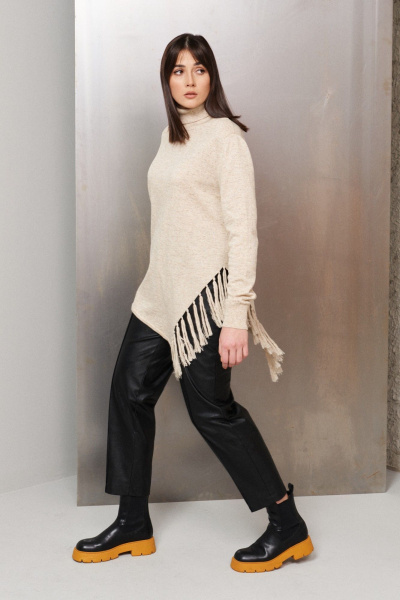 Свитер белый из трикотажа для ежедневных образов BURVIN 9328-85 - фото 1