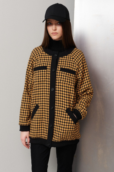 Жакет желтый и черный из трикотажа BURVIN 9335-71 - фото 1