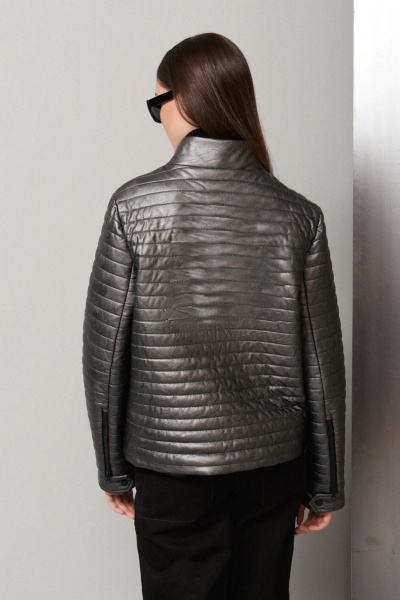Куртка серая из экокожи на каждый день BURVIN 9364-79 - фото 2