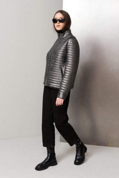 Куртка серая из экокожи на каждый день BURVIN 9364-79 - фото 1