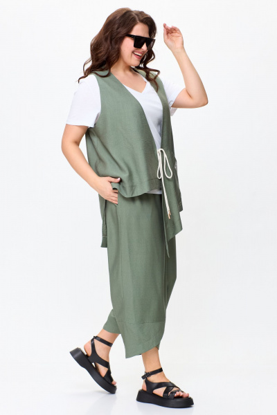 Брюки, жилет, футболка OVERYOU М146/2 оливка - фото 4