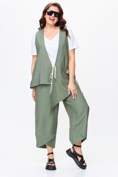 Брюки, жилет, футболка OVERYOU М146/2 оливка - фото 3