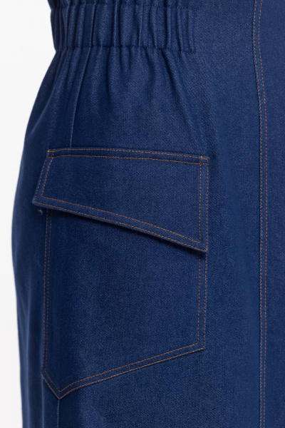 Джинсовый сарафан приталенного силуэта с поясом и карманами Avila 0961 синий - фото 9