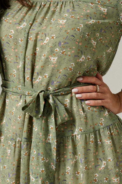 Платье из струящейся ткани с воланом и кокеткой Панда 154584w зеленый - фото 5