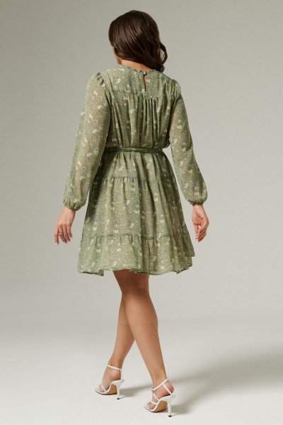Платье из струящейся ткани с воланом и кокеткой Панда 154584w зеленый - фото 6