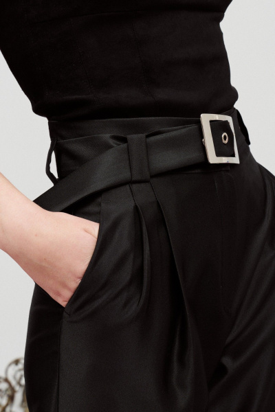 Черные брюки деловые из текстиля для демисезона BURVIN 9393-11 - фото 3