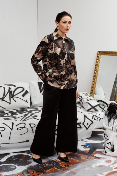 Блуза нарядная с мультипринтом из текстиля BURVIN 9425-51 - фото 2