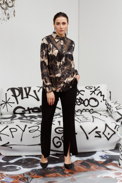 Блуза нарядная с мультипринтом из текстиля BURVIN 9425-51 - фото 1