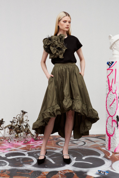 Зеленая юбка нарядная из текстиля для демисезона BURVIN 9439-21 - фото 1