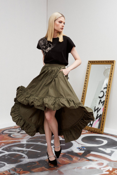 Зеленая юбка нарядная из текстиля для демисезона BURVIN 9439-21 - фото 2