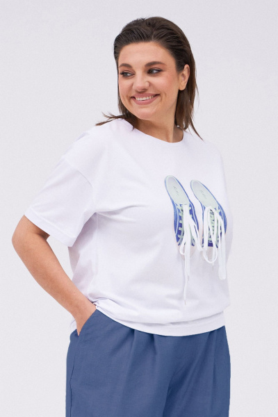 Футболка KaVaRi 4012.1 белый-синий_принт - фото 2