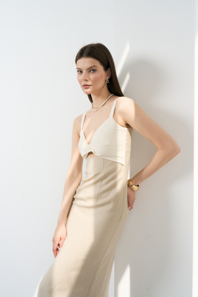 Льняное платье с перекрутом и юбкой-карандаш C. of PAPAYA NEW 1678а - фото 4