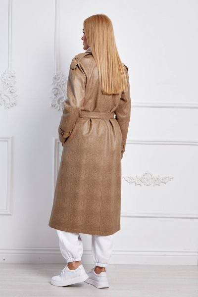Классический женский плащ из экопремени с поясом и воротником на стойке Azzara 3122 - фото 4