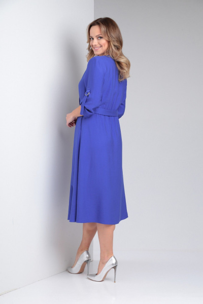 Платье летнее из вискозы с двойной юбкой и поясом AMORI 9795 электрик - фото 3