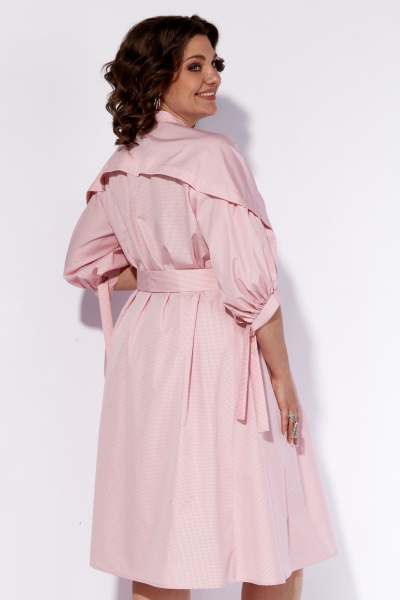 Платье А-силуэта с запахом и приталенным поясом Anna Majewska 1539Pink - фото 4