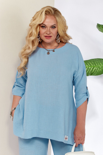 Блуза, брюки Anastasia 1102 голубой - фото 7