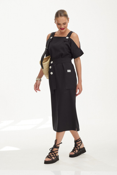 Льняной сарафан с вискозой для летних прогулок Твой имидж 1841 черный - фото 13