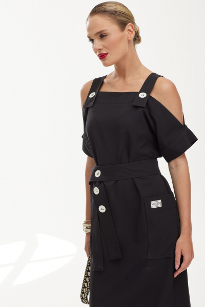 Льняной сарафан с вискозой для летних прогулок Твой имидж 1841 черный - фото 11