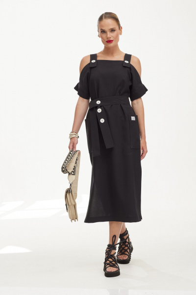 Льняной сарафан с вискозой для летних прогулок Твой имидж 1841 черный - фото 9