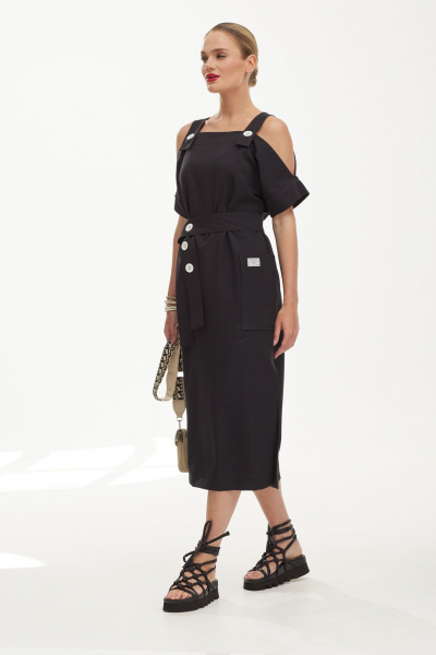 Льняной сарафан с вискозой для летних прогулок Твой имидж 1841 черный - фото 7