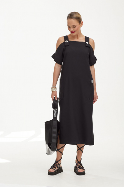 Льняной сарафан с вискозой для летних прогулок Твой имидж 1841 черный - фото 6