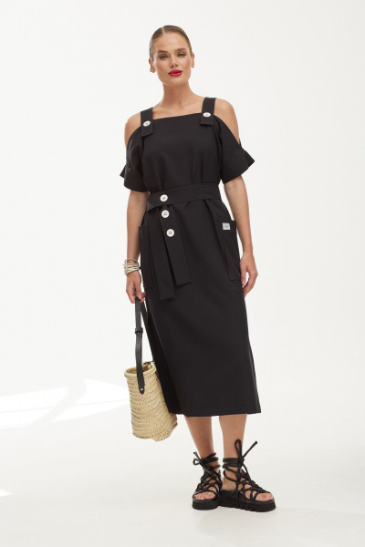 Льняной сарафан с вискозой для летних прогулок Твой имидж 1841 черный - фото 4