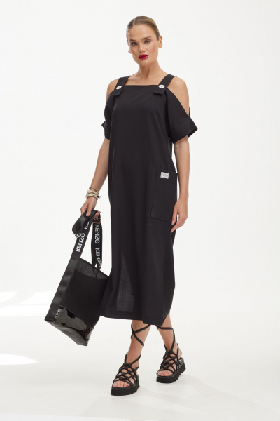 Льняной сарафан с вискозой для летних прогулок Твой имидж 1841 черный - фото 3