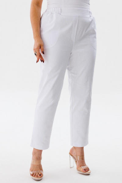 Брюки хлопковые на резинке для повседневной носки Anelli 518 белый - фото 1
