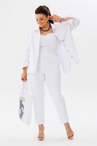 Брюки хлопковые на резинке для повседневной носки Anelli 518 белый - фото 5