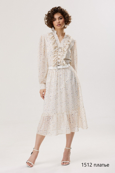 Платье из шифона с V-образным вырезом и воланами NiV NiV fashion 1512 - фото 15