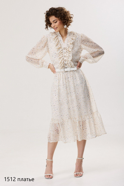 Платье из шифона с V-образным вырезом и воланами NiV NiV fashion 1512 - фото 14