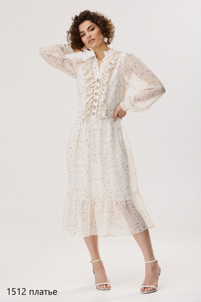 Платье из шифона с V-образным вырезом и воланами NiV NiV fashion 1512 - фото 13