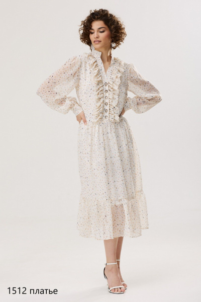 Платье из шифона с V-образным вырезом и воланами NiV NiV fashion 1512 - фото 12