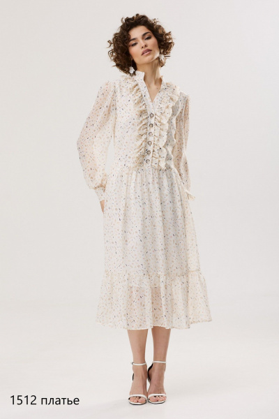 Платье из шифона с V-образным вырезом и воланами NiV NiV fashion 1512 - фото 11