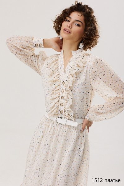 Платье из шифона с V-образным вырезом и воланами NiV NiV fashion 1512 - фото 10