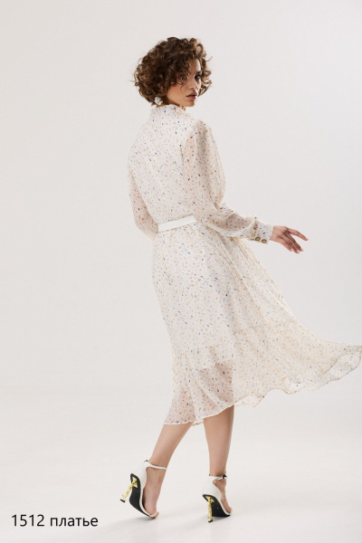 Платье из шифона с V-образным вырезом и воланами NiV NiV fashion 1512 - фото 9