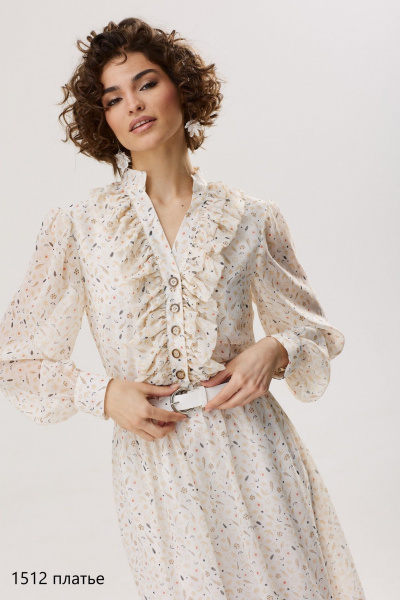Платье из шифона с V-образным вырезом и воланами NiV NiV fashion 1512 - фото 8