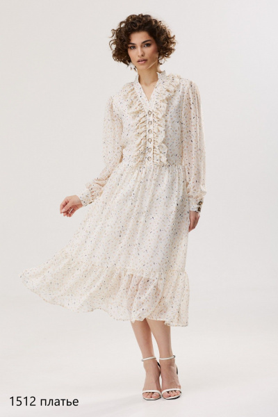 Платье из шифона с V-образным вырезом и воланами NiV NiV fashion 1512 - фото 6