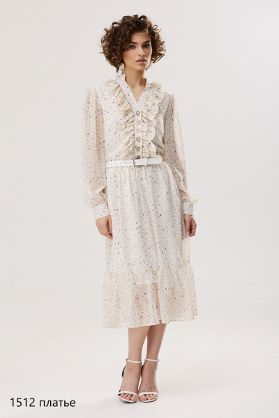 Платье из шифона с V-образным вырезом и воланами NiV NiV fashion 1512 - фото 5