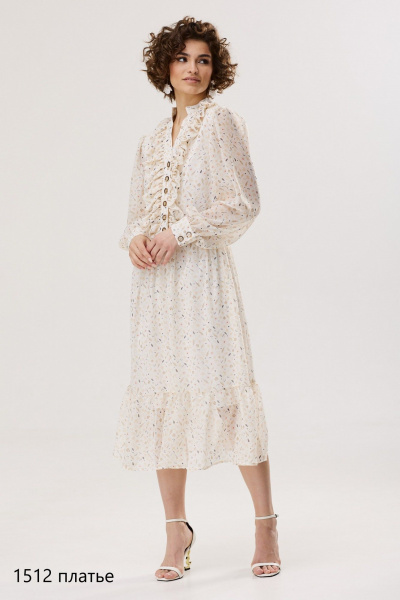 Платье из шифона с V-образным вырезом и воланами NiV NiV fashion 1512 - фото 1