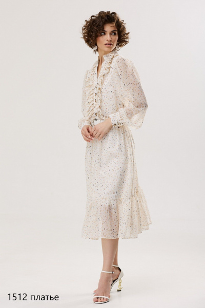 Платье из шифона с V-образным вырезом и воланами NiV NiV fashion 1512 - фото 4