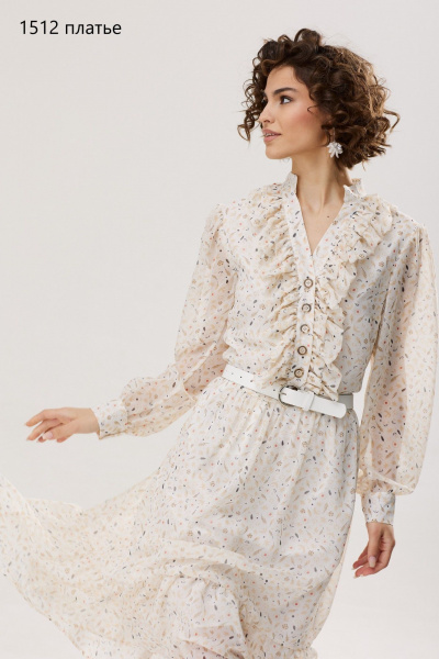 Платье из шифона с V-образным вырезом и воланами NiV NiV fashion 1512 - фото 3