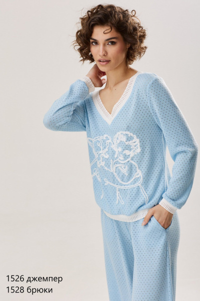 Вискозный джемпер с ажурным декором и вышивкой NiV NiV fashion 1526 - фото 7