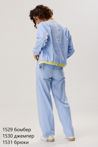 Голубой и желтый хлопковый бомбер с дизайном NiV NiV fashion 1529 - фото 11