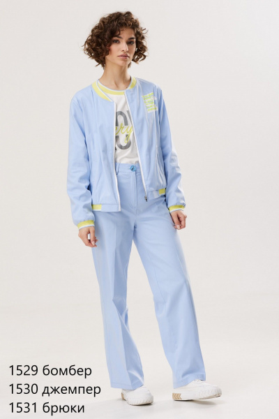 Голубой и желтый хлопковый бомбер с дизайном NiV NiV fashion 1529 - фото 10