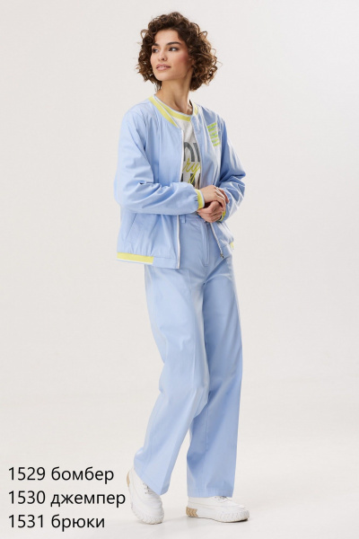 Голубой и желтый хлопковый бомбер с дизайном NiV NiV fashion 1529 - фото 9