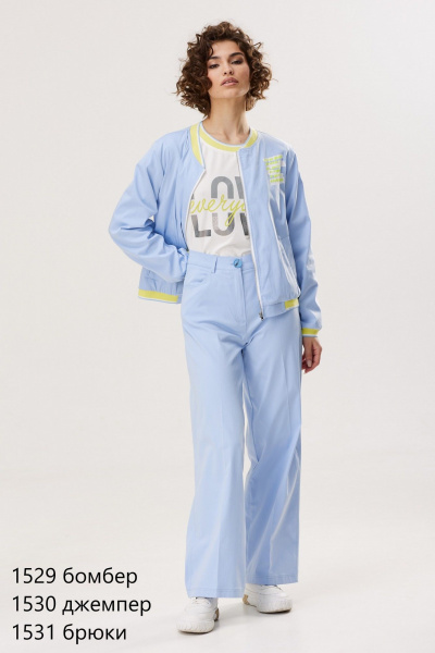 Голубой и желтый хлопковый бомбер с дизайном NiV NiV fashion 1529 - фото 8