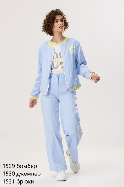 Голубой и желтый хлопковый бомбер с дизайном NiV NiV fashion 1529 - фото 2