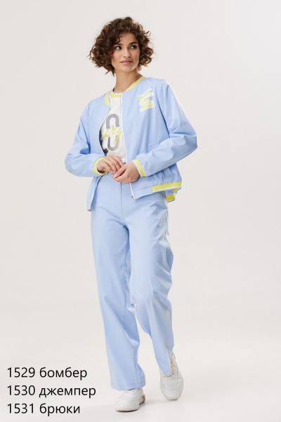 Голубой и желтый хлопковый бомбер с дизайном NiV NiV fashion 1529 - фото 1