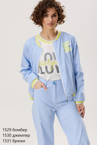 Голубой и желтый хлопковый бомбер с дизайном NiV NiV fashion 1529 - фото 6